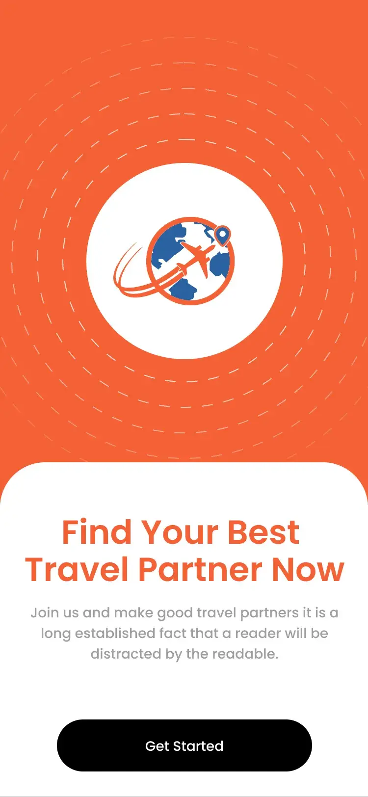 Welcome screen: Find Your Best Travel Partner Now