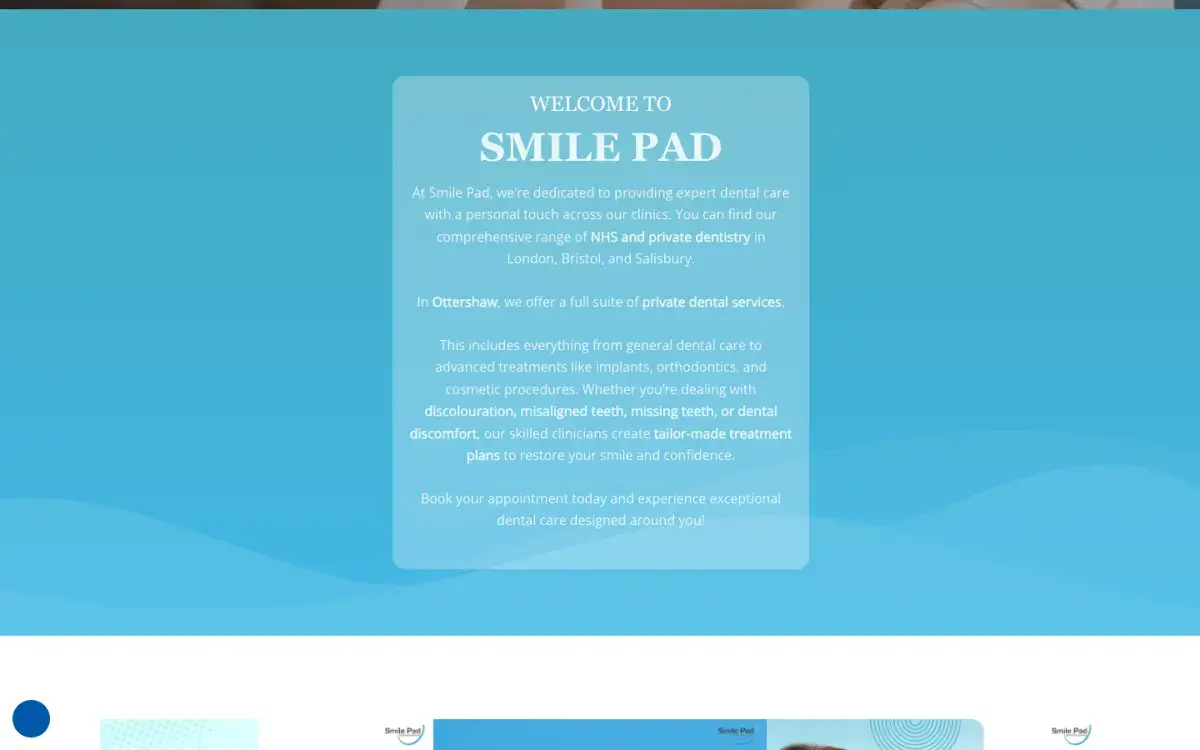 Welcome to Smile Pad introduction panel