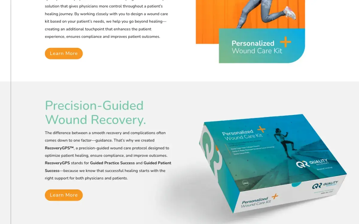 Precision-Guided Wound Recovery section with the personalised wound care kit