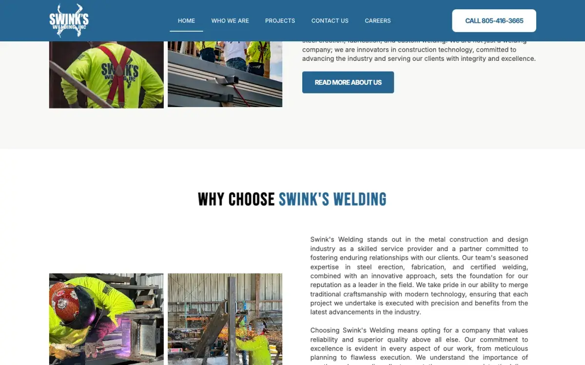 Why Choose Swink's Welding section