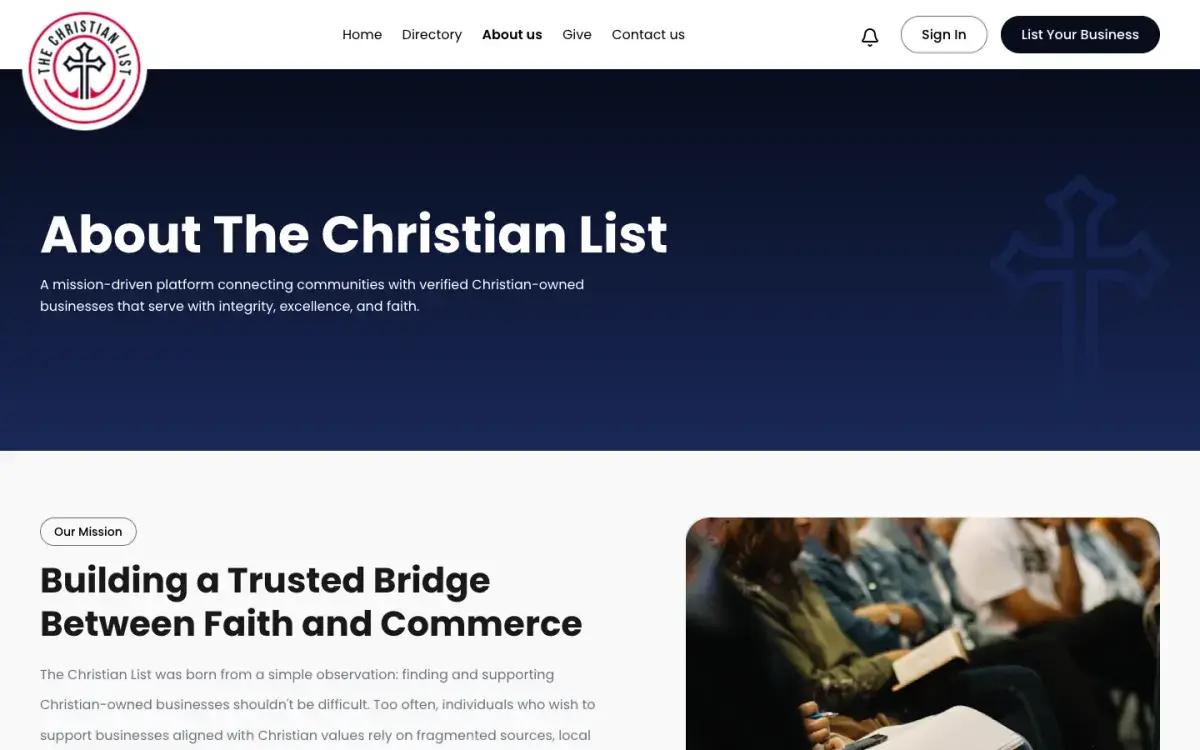 About The Christian List page