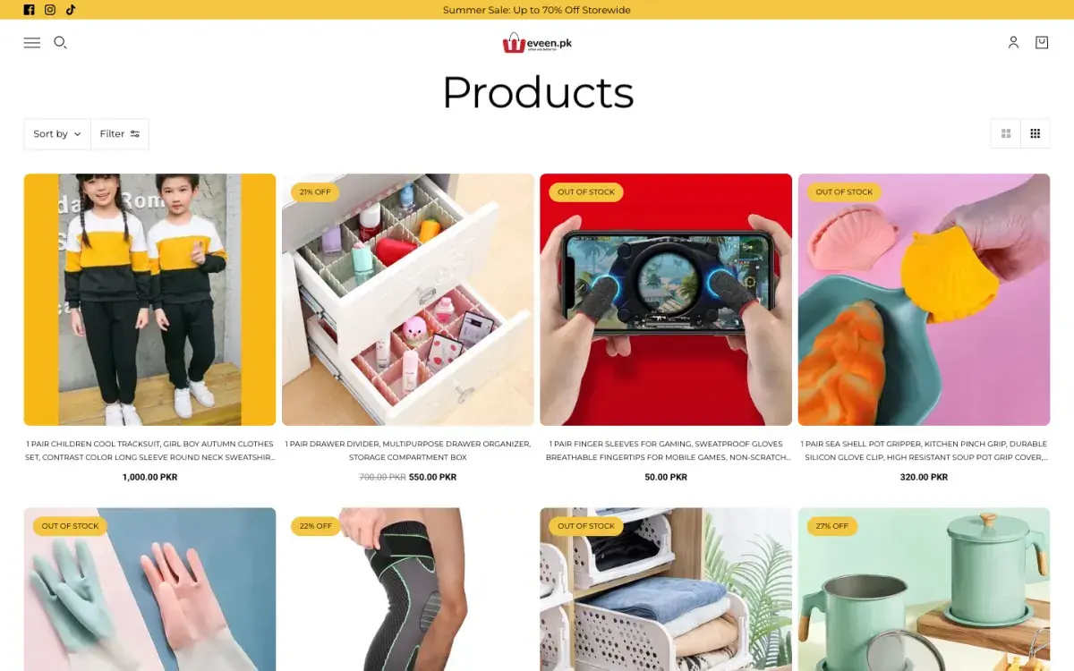 All products collection page