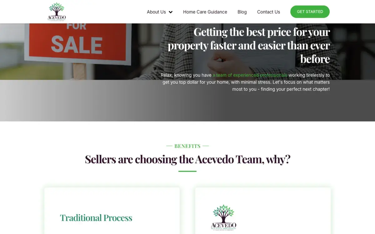 "Sellers are choosing the Acevedo Team" section