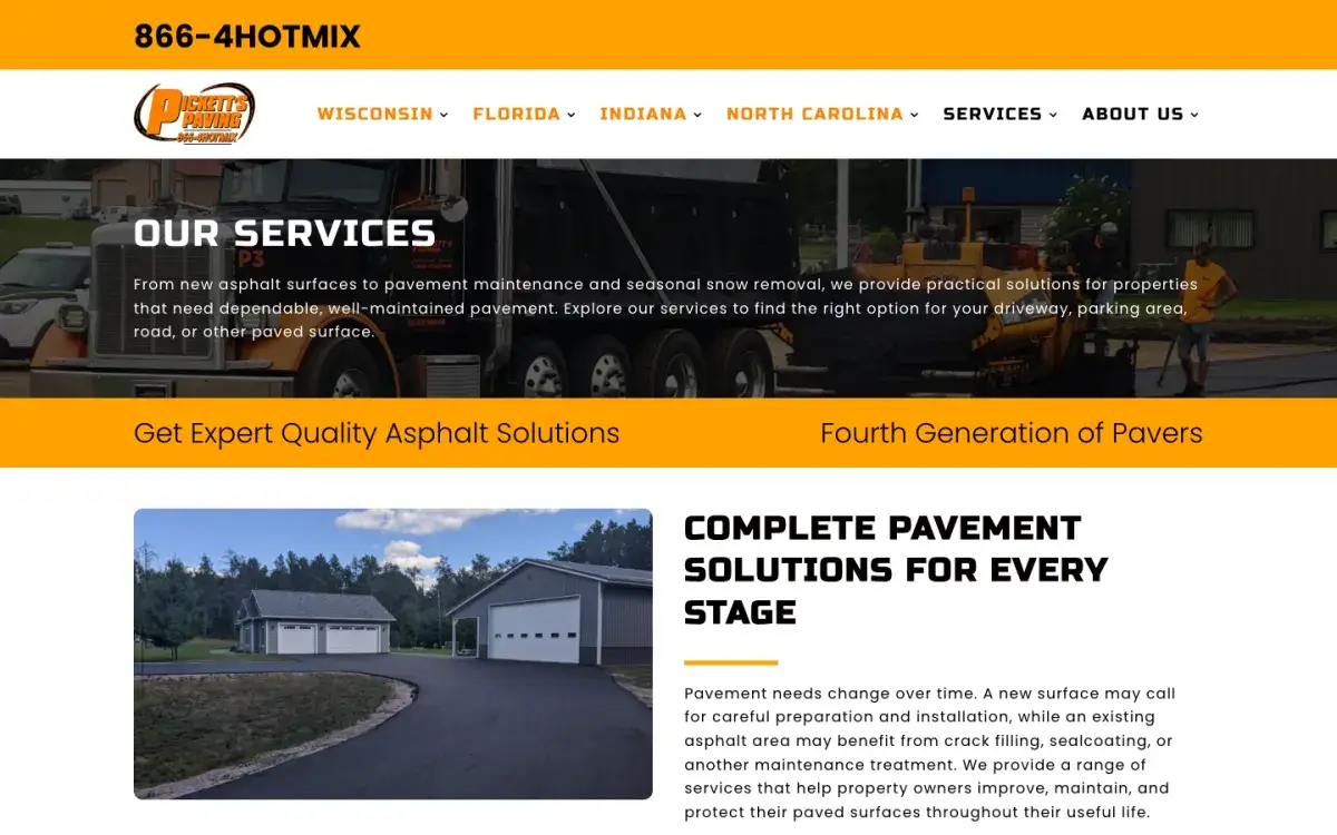 Our Services page for complete pavement solutions