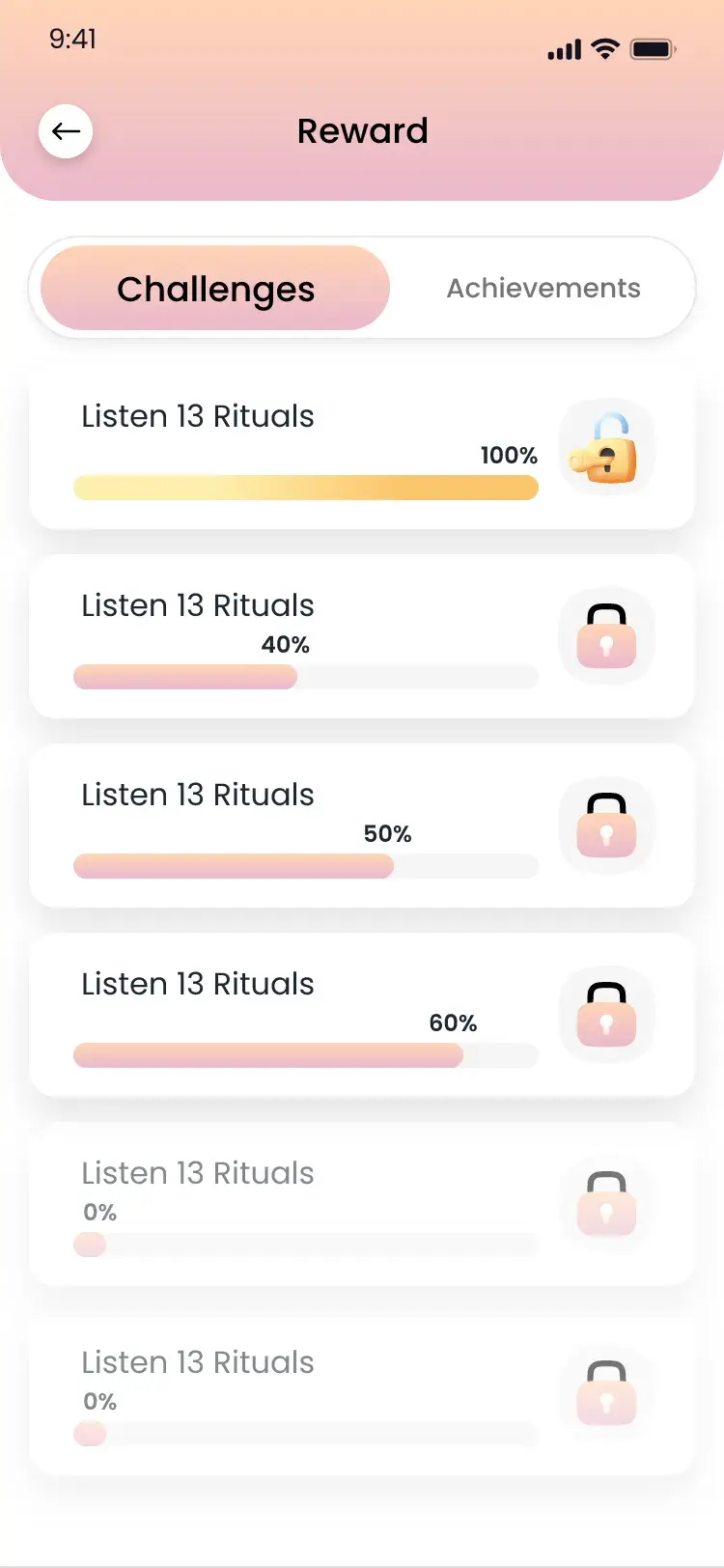 Reward challenges with ritual progress bars