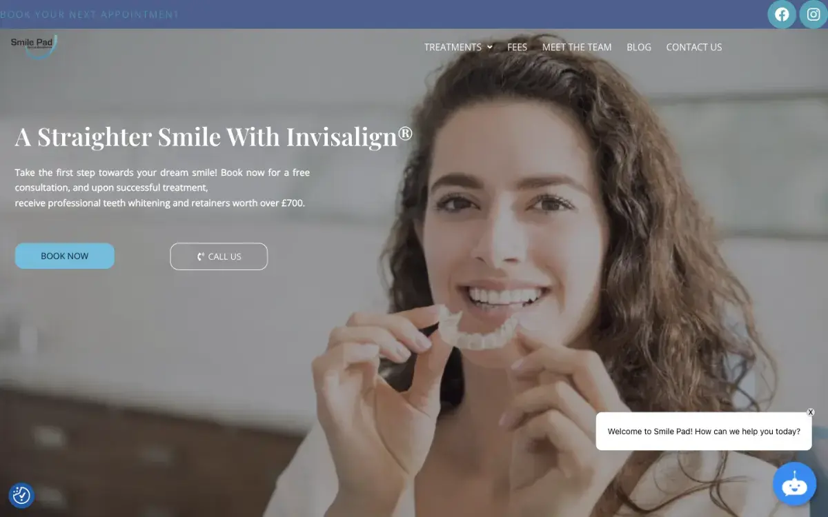 Smile Pad Invisalign clinic homepage