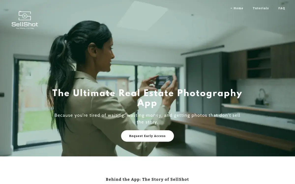 SellShot real estate photography app landing page