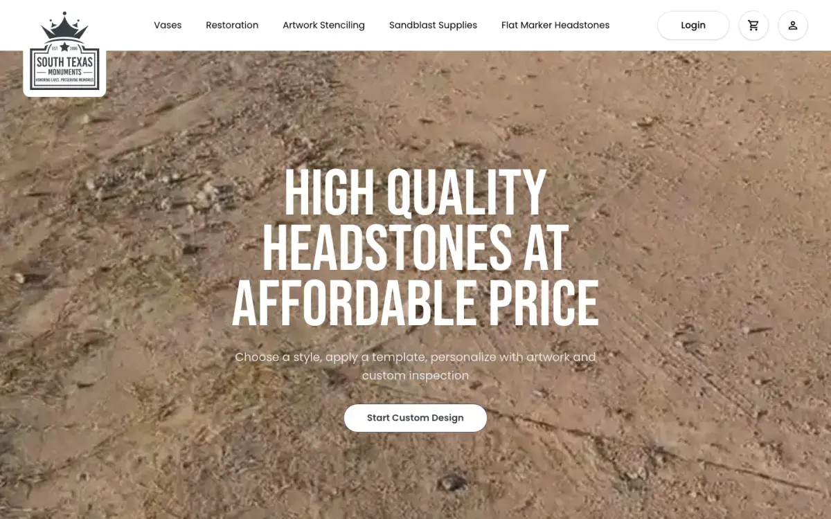 South Texas monument design and ordering web application