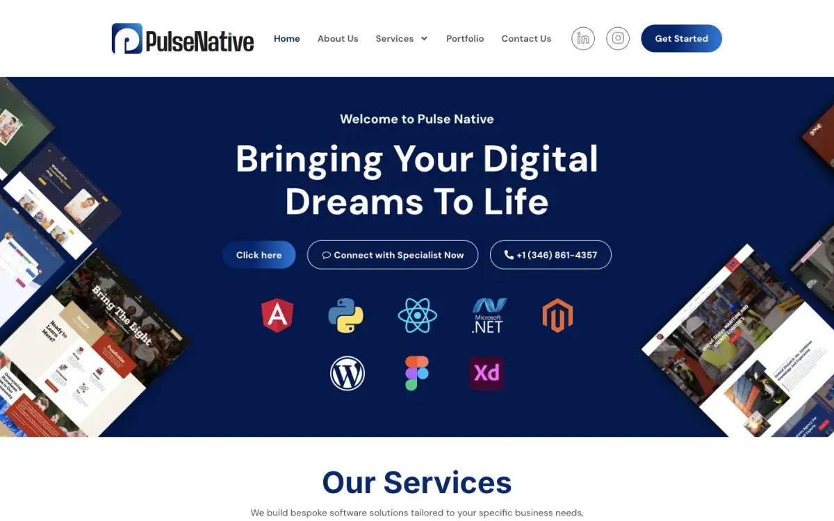 Pulse Native digital agency homepage
