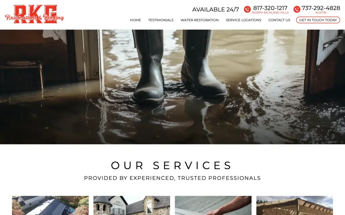 RKG Restorations & Roofing homepage