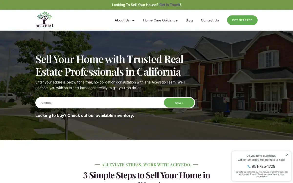 The Acevedo Team real estate homepage